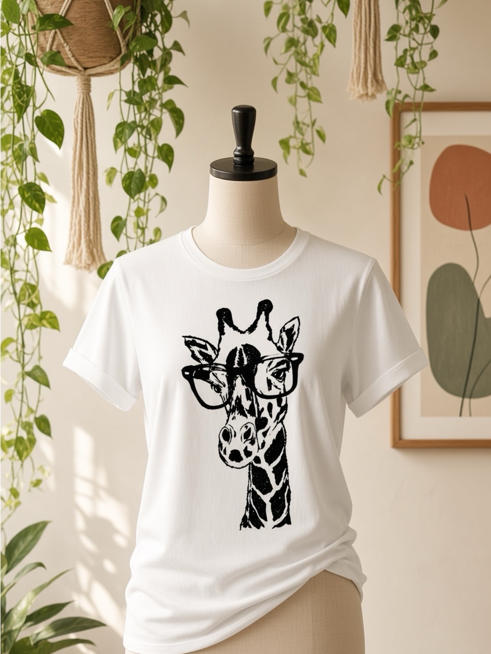 NEW White Giraffe Graphic Tee